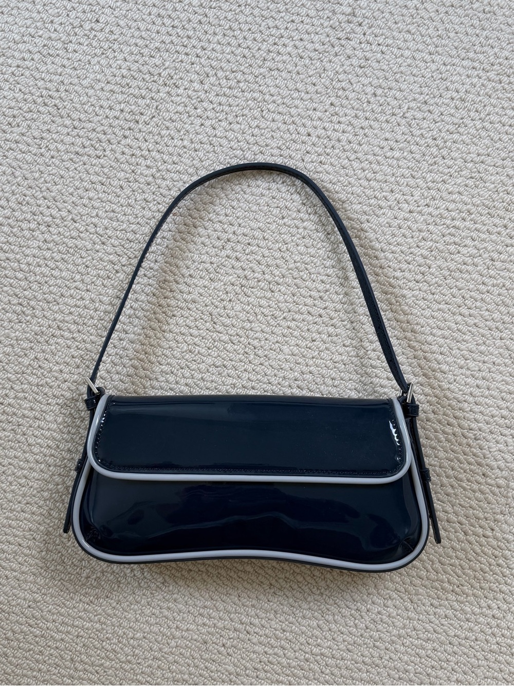 Zara Navy Shoulder Bag with White Trim